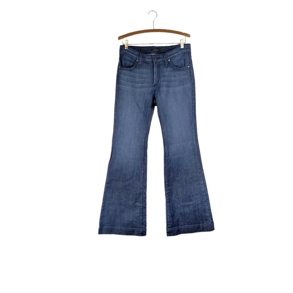James Jeans Humphrey Wide Flare Leg Mid Rise Dry Aged Denim Dark Blue Size 31 - Picture 1 of 11